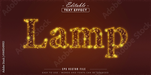 Gold lamp text, editable text effect.
