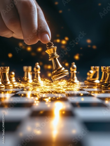 Obraz na płótnie Golden Chess King: Strategy, Triumph, and Leadership w salonie