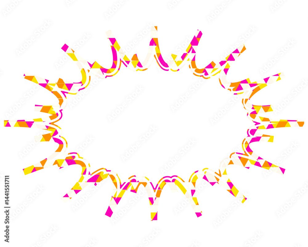 Naklejka premium ステンドグラス風吹き出し 三角形模様 細長いギザギザした形