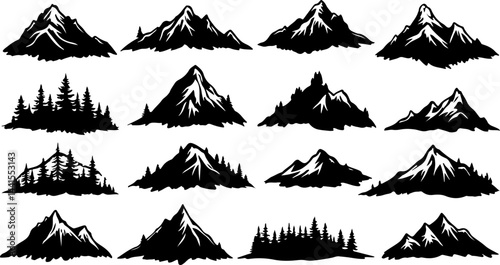 mountain tree Outdoor Adventure  vector bundle