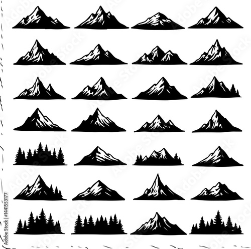 mountain tree Outdoor Adventure  vector bundle