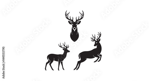 Deer Silhouettes Design – Elegant Stag, Doe, and Fawn Artwork