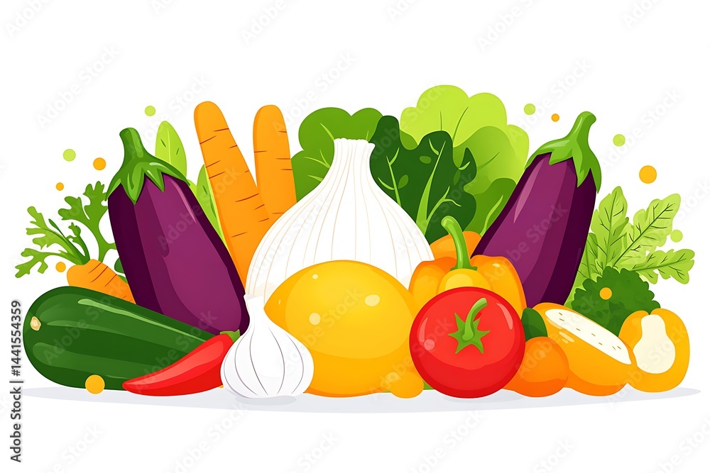 Illustration of fresh vegetables in shopping basket — hand-drawn vector elements