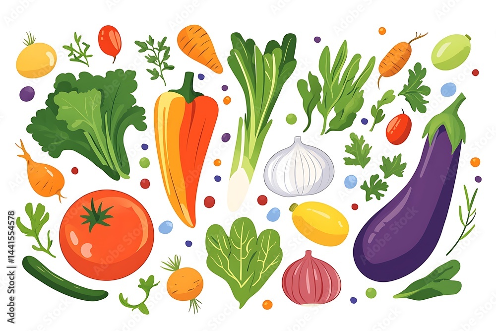 Illustration of fresh vegetables in shopping basket — hand-drawn vector elements