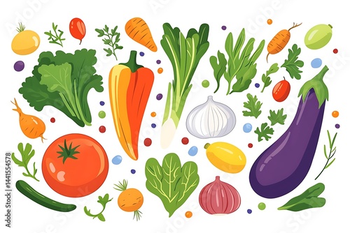 Obraz na płótnie Illustration of fresh vegetables in shopping basket — hand-drawn vector elements w salonie