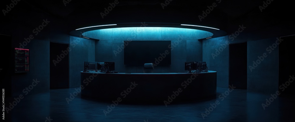Cyberpunk Reception Area: Futuristic Office Interior Design