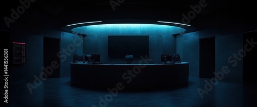 Obraz na płótnie Cyberpunk Reception Area: Futuristic Office Interior Design w salonie