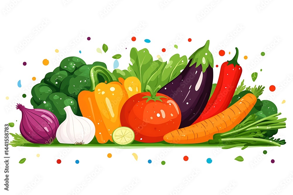 Illustration of fresh vegetables in shopping basket — hand-drawn vector elements