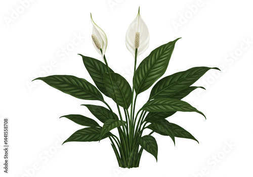 Lush Green Peace Lily Plant with Two Blooms