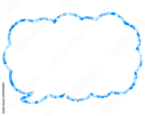 ステンドグラス風吹き出し　三角形模様　細長い雲形