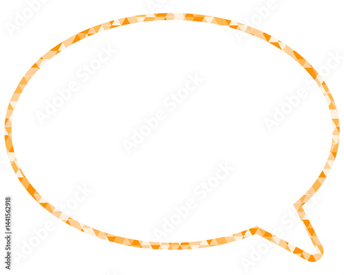 ステンドグラス風吹き出し　三角形模様　丸形