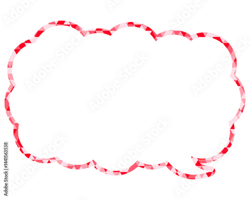 ステンドグラス風吹き出し　三角形模様　細長い雲形