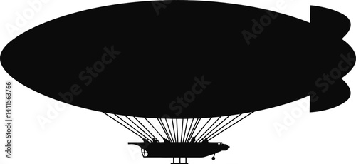 Airship Vector silhouette on a plain white Background