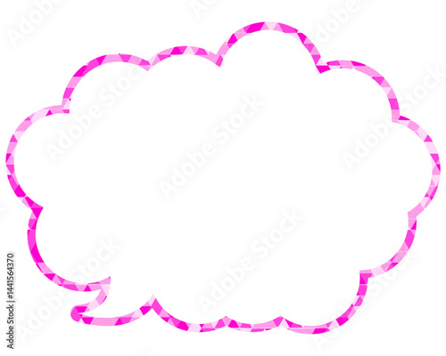 ステンドグラス風吹き出し　三角形模様　丸みのある雲形