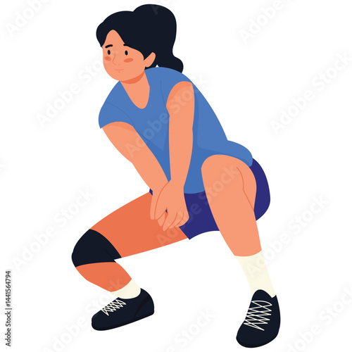 Volleyball Pose Illustration. Vector illustration of Volleyball Defensive Crouch. Isolated on background