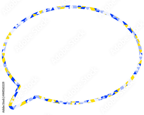 ステンドグラス風吹き出し　三角形模様　丸形