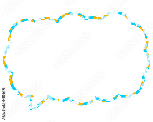 ステンドグラス風吹き出し　三角形模様　細長い雲形