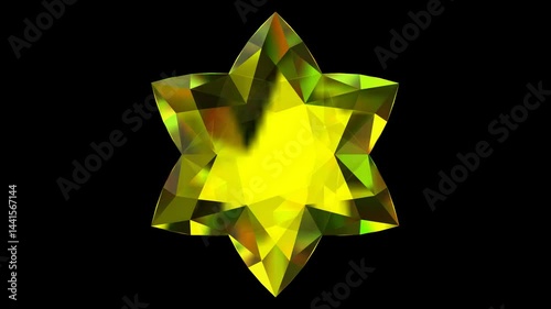 Star Diamond Crystal yellow shiny twinkling on black screen background