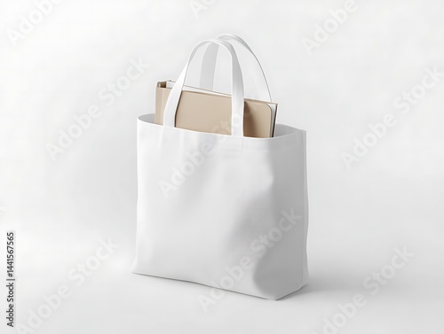 white cotton eco tote bag canvas fabric with handle for mockup blank template on white background Close up reusable shopping No plastic ecology concept design