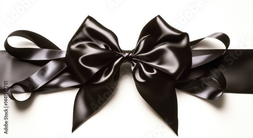 Elegant black satin ribbon bow photo