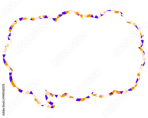 ステンドグラス風吹き出し　三角形模様　細長い雲形