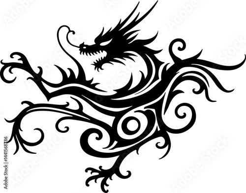 Tribal Dragon Tattoo Design vector