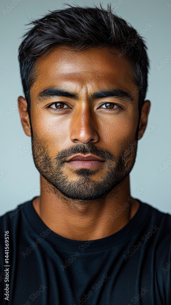Portrait of a Handsome Man with Dark Hair and Beard Portrait of a Handsome Man with Dark Hair and Beard