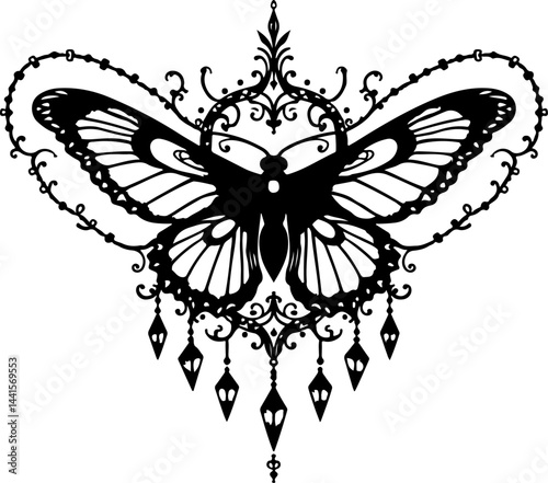 Mystical Moth Tattoo Illustration design 