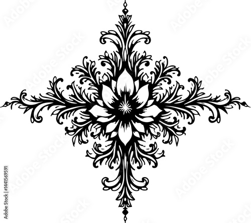 intage Baroque Flower tattoos and Ornament  vector