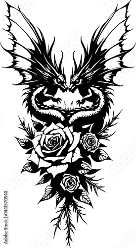Tribal Dragon Tattoo Design vector