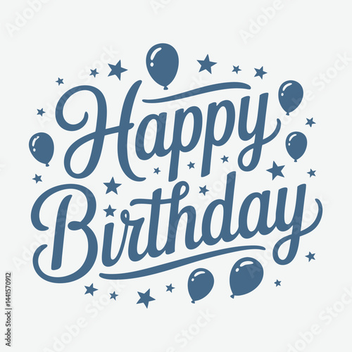 Happy Birthday Greeting Cards with Paper Cut Out Style, Happy Birthday calligraphy text for invitation Card