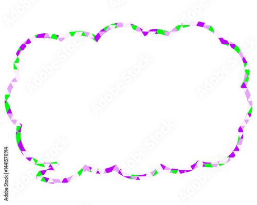 ステンドグラス風吹き出し　三角形模様　細長い雲形