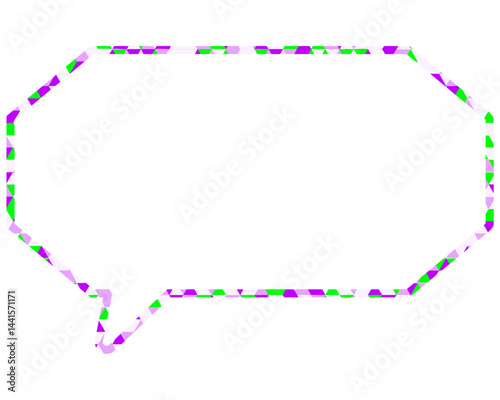 ステンドグラス風吹き出し　三角形模様　細長い八角形