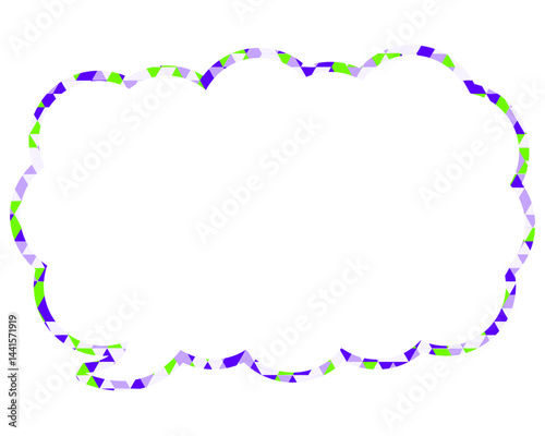 ステンドグラス風吹き出し　三角形模様　細長い雲形