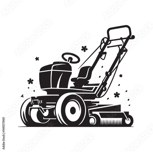 mowing Machine silhouette vector illustration