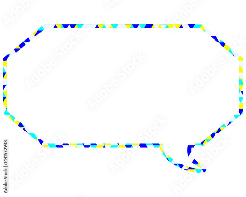 ステンドグラス風吹き出し　三角形模様　細長い八角形