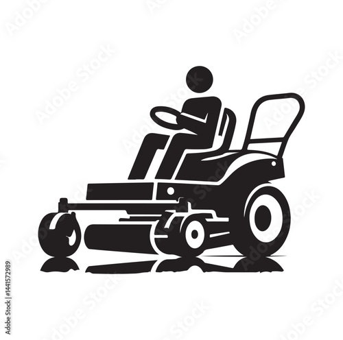 mowing Machine silhouette vector illustration
