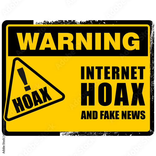 Warning, Internet Hoax and fake news, sticker vector