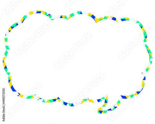 ステンドグラス風吹き出し　三角形模様　細長い雲形