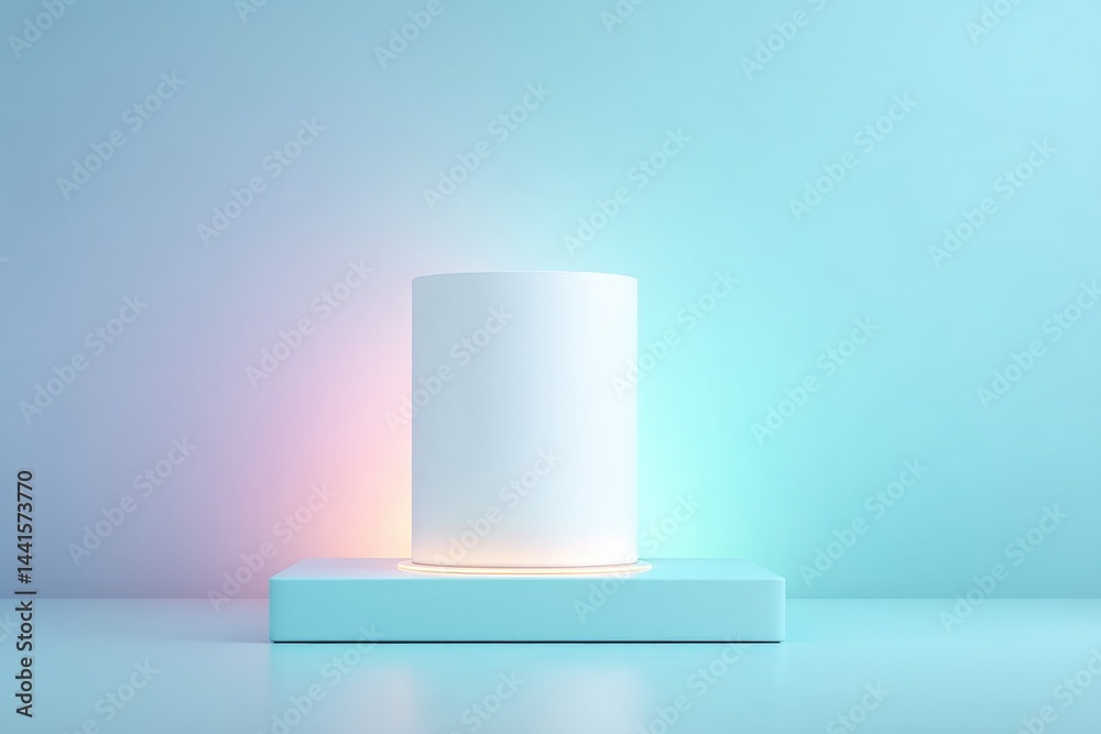sleek empty podium stands against vibrant neon backdrop ready for showcasing cosmetics sleek empty podium stands against vibrant neon backdrop ready for showcasing cosmetics