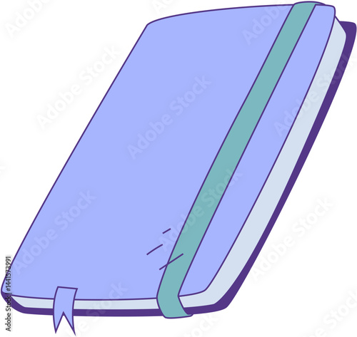 Cartoon Notebook with Green Band and Bookmark