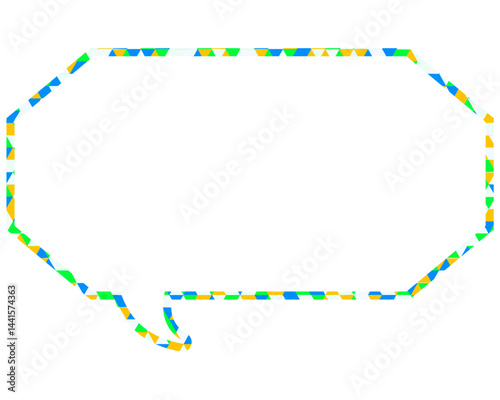 ステンドグラス風吹き出し　三角形模様　細長い八角形