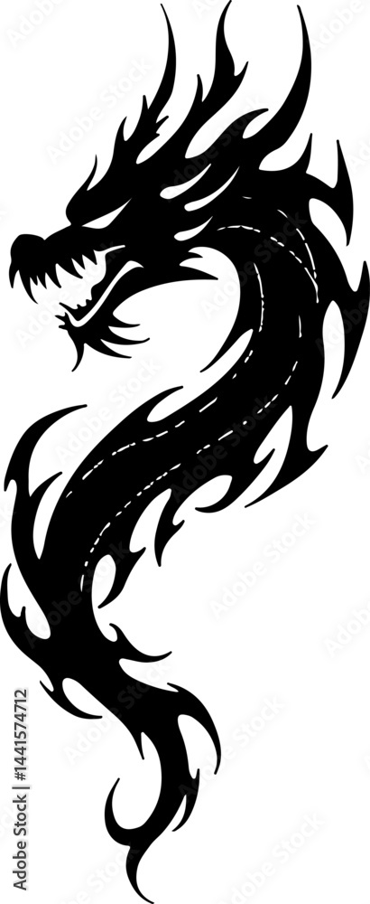 Obraz premium Flaming Dragon Tattoo's Design vector