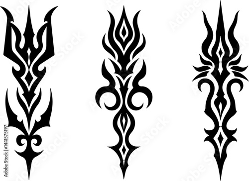 Vertical Tribal Flame Tattoo Designs vector