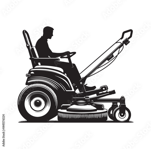 mowing Machine silhouette vector illustration