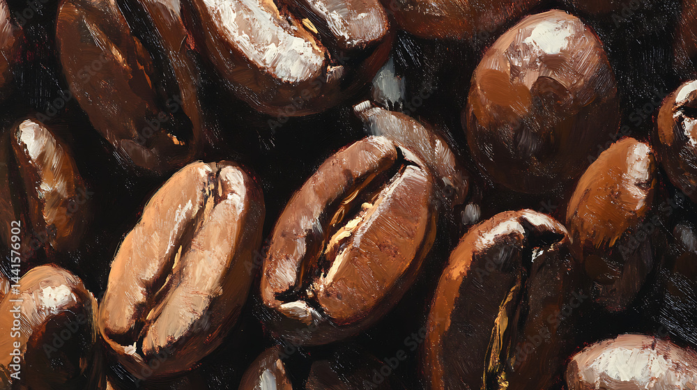 Coffee beans close-up, Coffee bean roasting concept