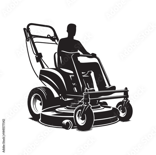 mowing Machine silhouette vector illustration