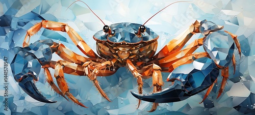 crab in Delfts Blauw,ai generative