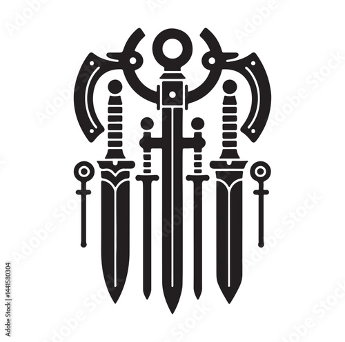 medieval weapon silhouette vector illustration