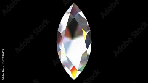 Spinning MARQUISE Cut Diamond with Sparkles 3D Rendering